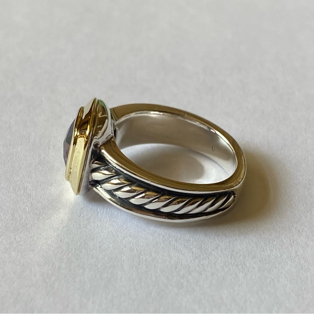 David Yurman Sterling Silver and 18k Gold Amethyst Ring, Size 6 - Picture 5 of 9
